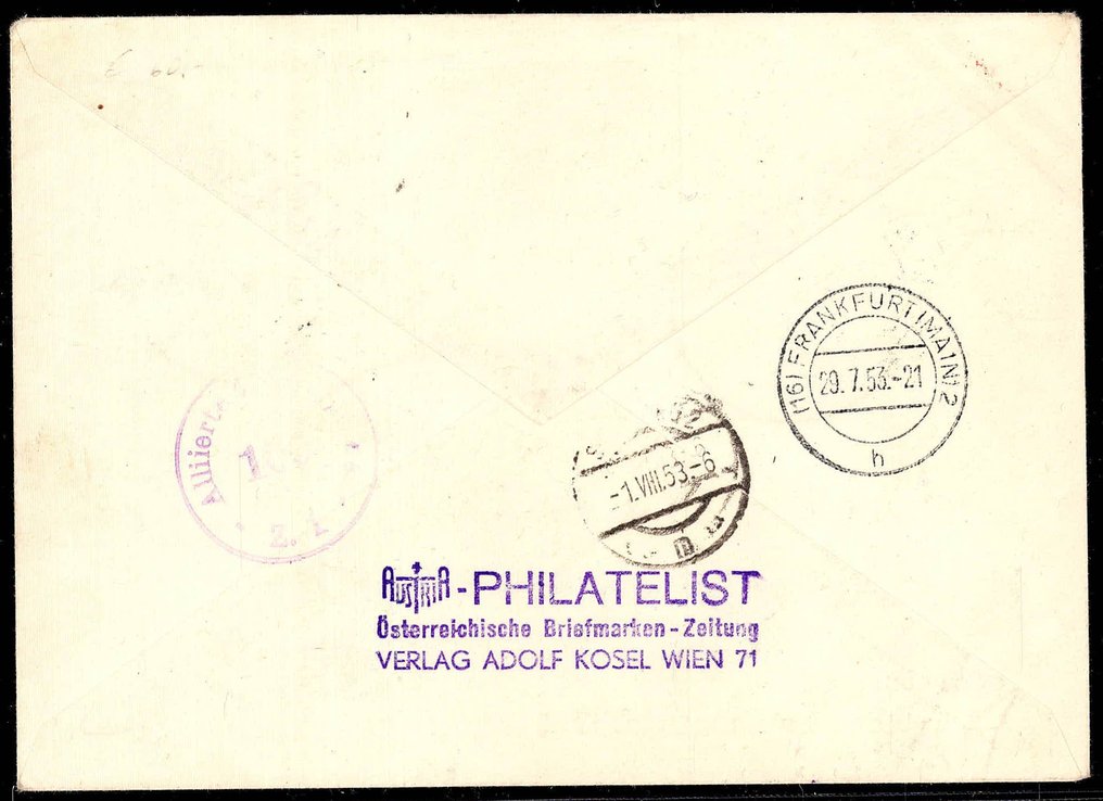 Duitsland, Bondsrepubliek 1953 - IFRABA speciale vluchtpost Wenen - Frankfurt met combinatietarief #1.0