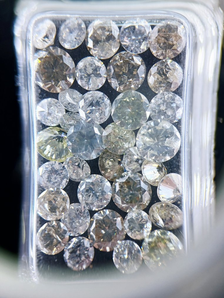 没有保留价 - 36 pcs 钻石  (天然)  - 5.13 ct - 圆形 - H, F - SI1 微内含一级, VS1 轻微内含一级 - 以色列宝石中心（G.C.I.） - 浅黄-浅棕 #1.0