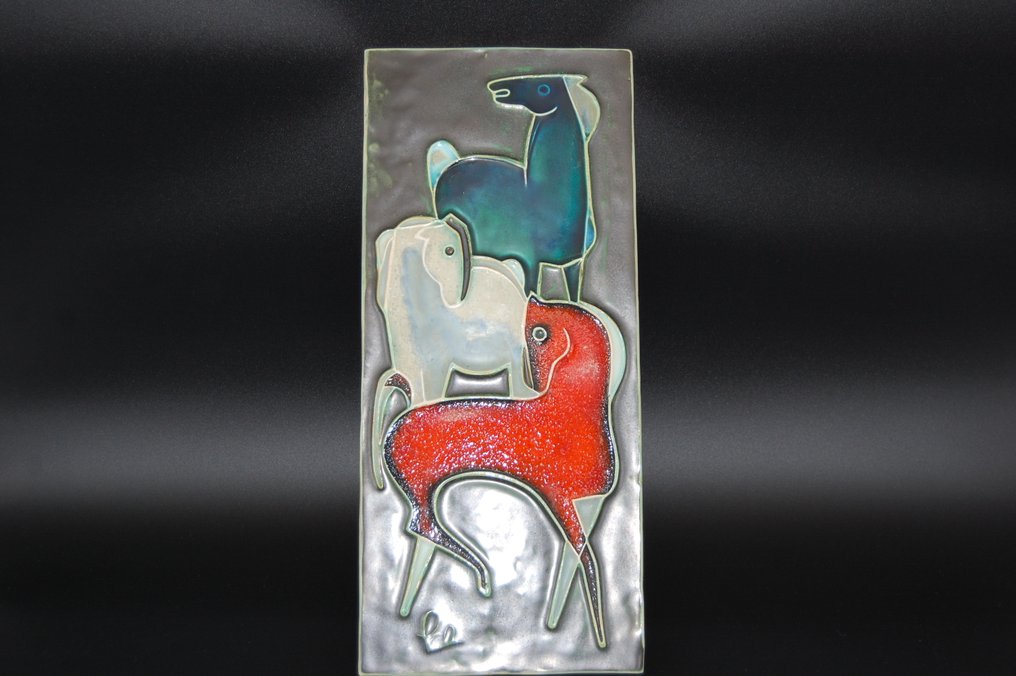 3 άλογα / 45x20cm - Helmut Schäffenacker - Πλάκα - Κεραμικό #3.2
