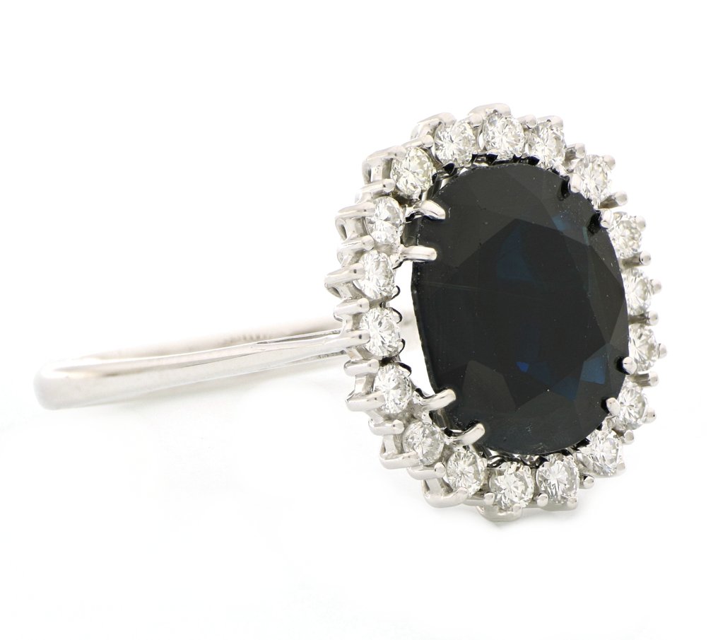 Ingen reservasjonspris - Ring - 18 karat Hvitt gull -  5.00ct. tw. Safir - Diamant #2.1