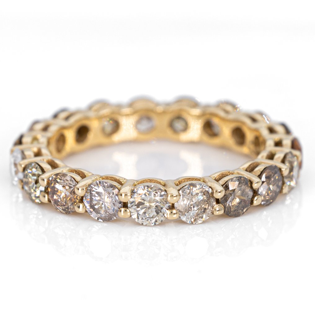 没有保留价 - 戒指 - 18K包金 黄金 - 3.07ct. tw. 钻石 (天然色彩的) - IGI #1.0