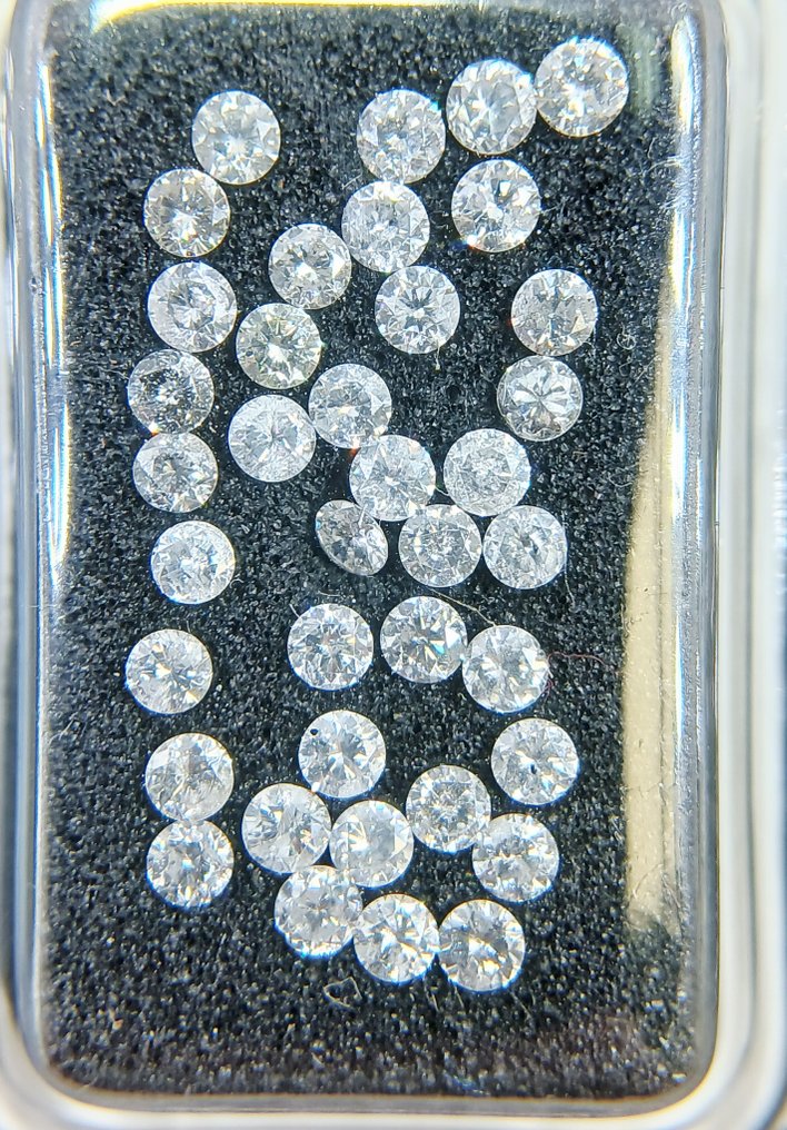 没有保留价 - 38 pcs 钻石  (天然)  - 1.01 ct - 圆形 - D (无色), G - SI1 微内含一级, VS1 轻微内含一级 - 以色列宝石中心（G.C.I.） #1.0
