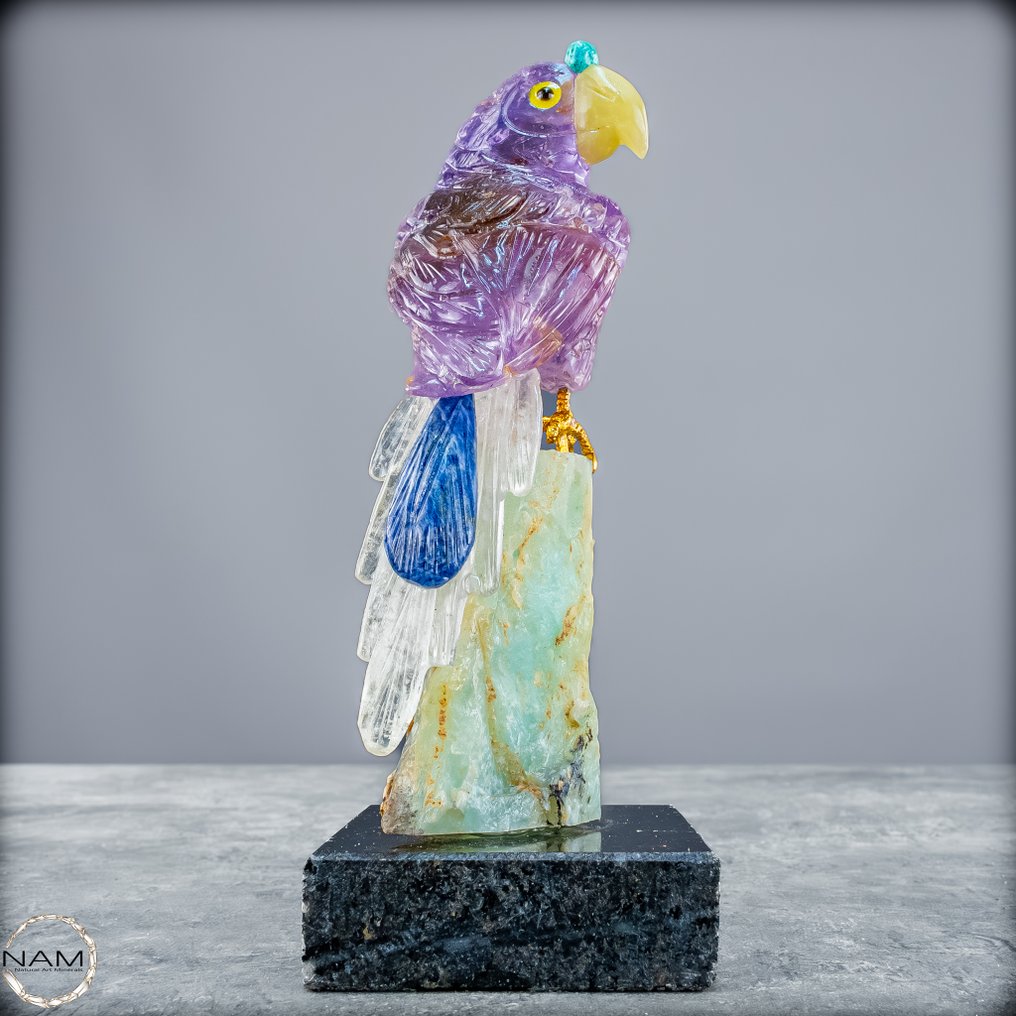 Artfully clear amethyst parrot. Andes Opal- 451.16 g #3.2