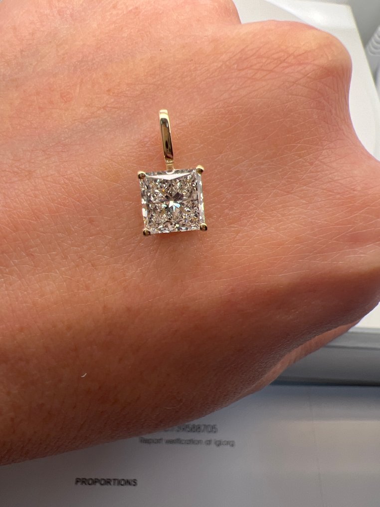 χωρίς τιμή ασφαλείας - Κρεμαστό κόσμημα - 14 καράτια Κίτρινο χρυσό -  2.07ct. tw. Διαμάντι (Εργαστηριακής καλλιέργειας) #3.2