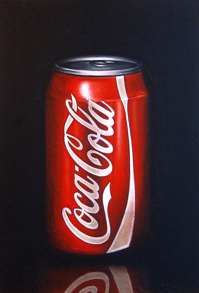 Gerard Boersma (1976) - Coca Cola Blikje (still life painting of Coca Cola can)- No Reserve #1.0