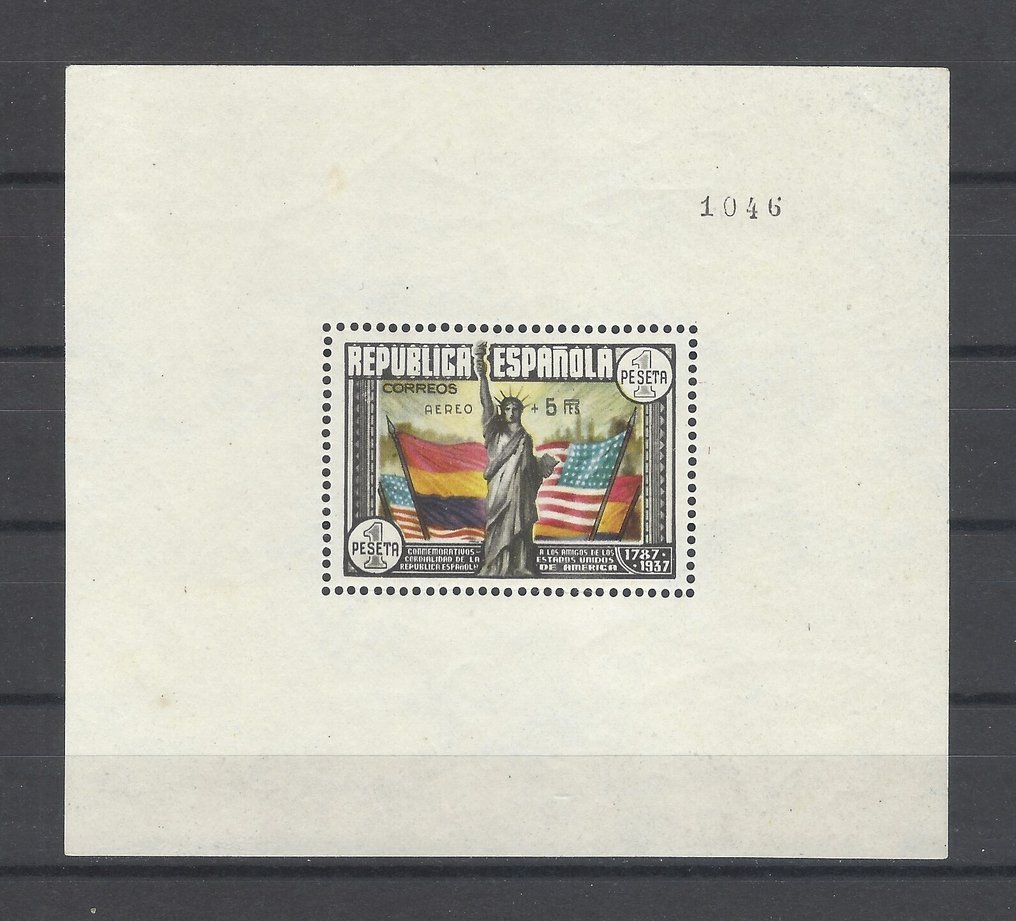 西班牙 1938 - HB 美国航空 + 5 Pts - Edifil Especializado nº 766 #1.0