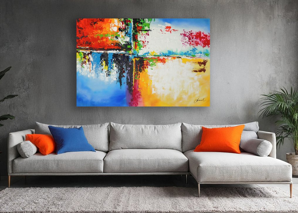 Monika Spiewak - Abstract - Oil Painting Stretched On The Frame - XXL - Ready To Hang - 1/1 Unique Piece #1.0