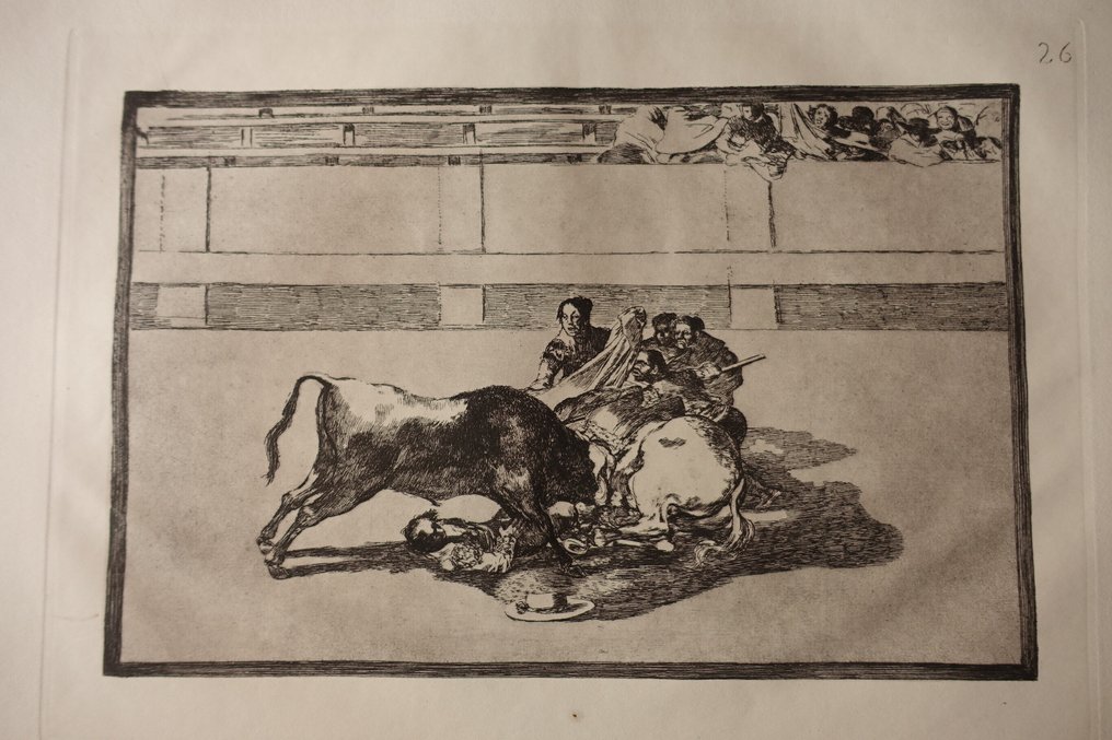 Francisco de Goya (1746-1828), after - La Tauromaquia Blatt #26 : Caida de un picador de su caballo debajo del toro #1.0