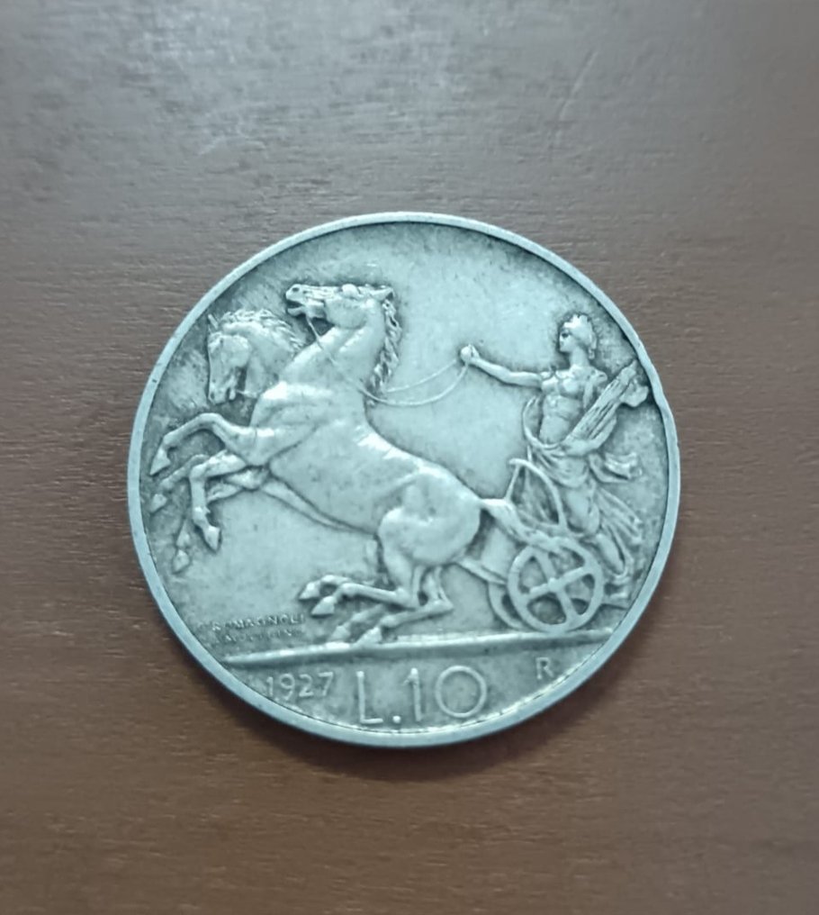 意大利, 王国 Vittorio Emanuele III. 10 Lire 1927-1929 "Biga" (2 monete) #2.1