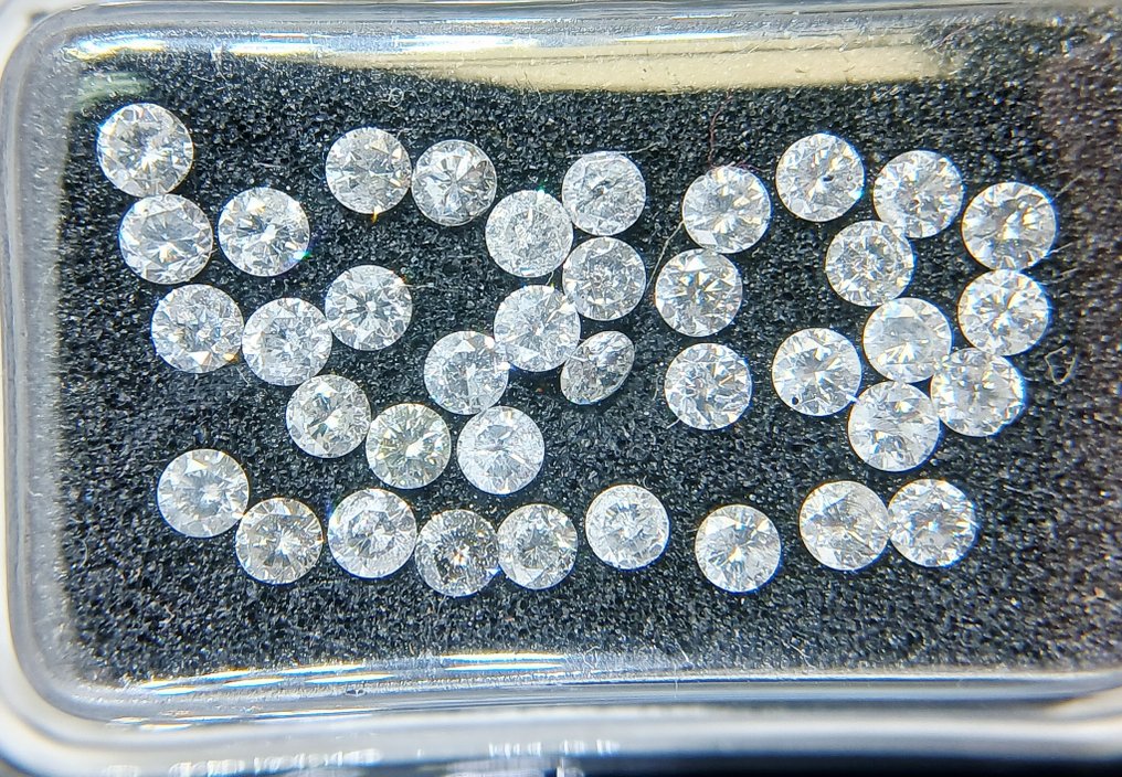 没有保留价 - 38 pcs 钻石  (天然)  - 1.01 ct - 圆形 - D (无色), G - SI1 微内含一级, VS1 轻微内含一级 - 以色列宝石中心（G.C.I.） #2.1