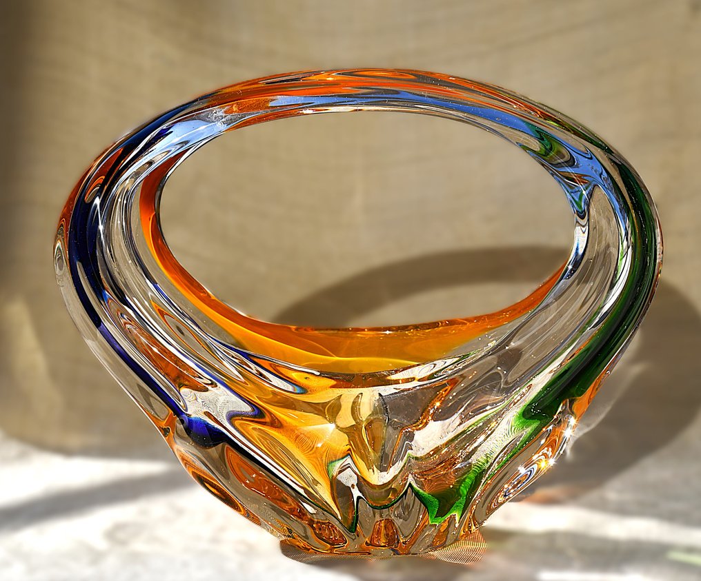 Mstisov Glass studios - František Zemek (1913-1960) - Skulptur, "Rhapsody" - 18 cm - Farget glass - 1960 #1.0