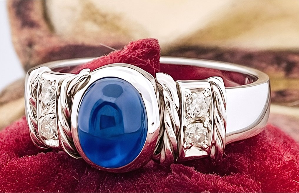 Ring - 18 kt Weißgold Saphir - Diamant #2.1