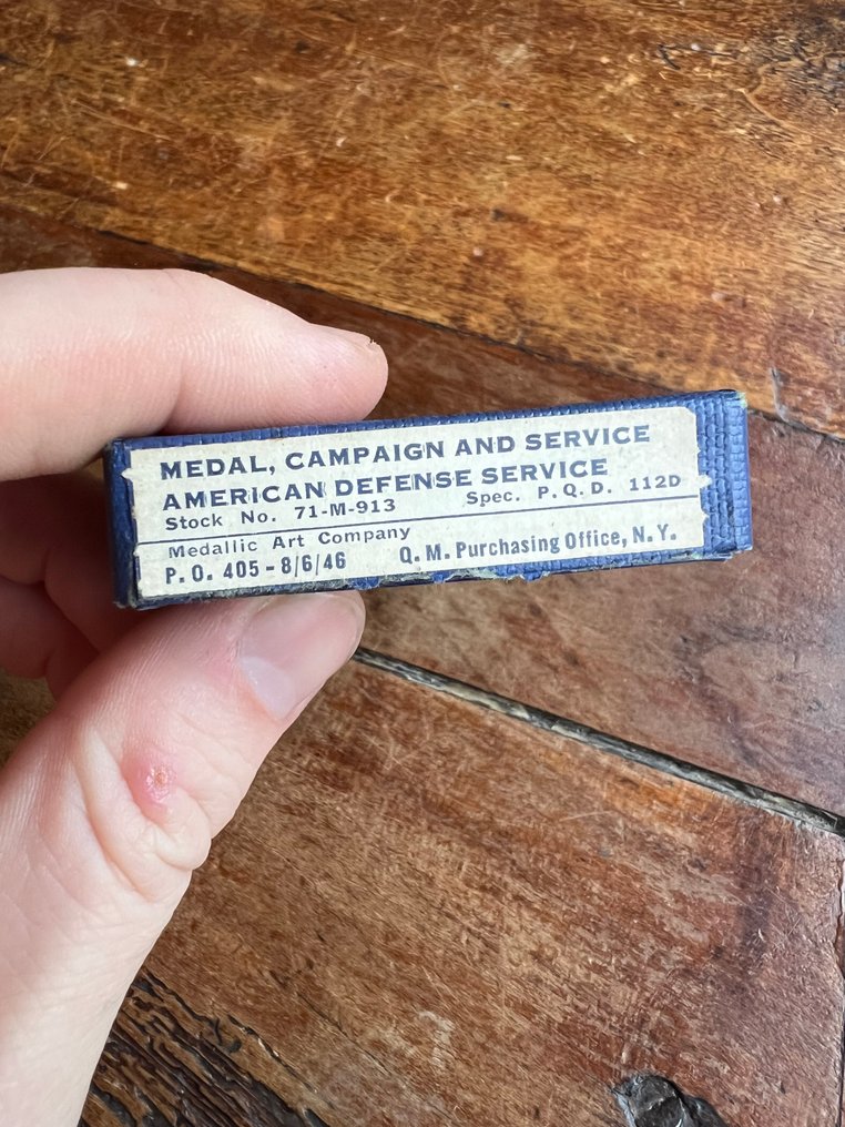 美国 - 奖章 - US WW2 American Defense Medal in oiginal box and ribbon bar (pinback) #2.1