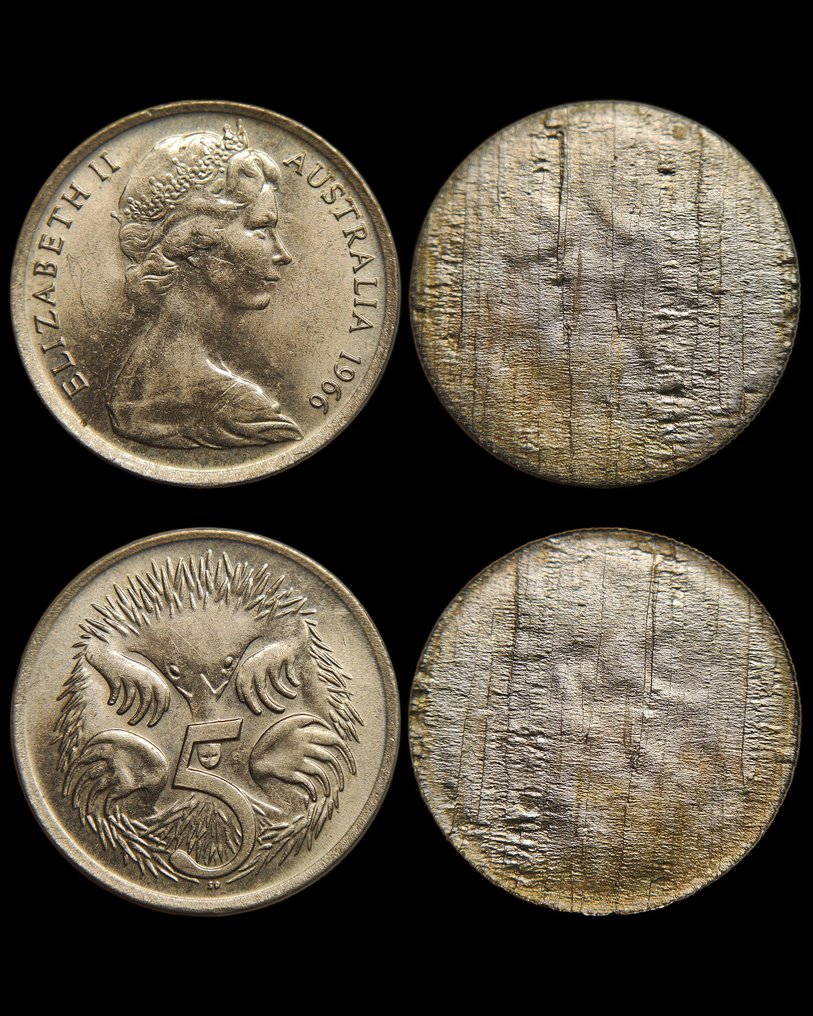 澳大利亚. 5 Cents 1966 Elizabeth II. Split Planchet  (没有保留价) #1.0