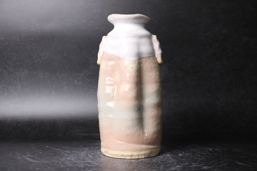 传统萩烧花瓶，白色流动釉面 - 陶瓷 - 脇本玄庵 Wakimoto Genan - Katsusakagama - 日本 - 1900-2000 #1.0