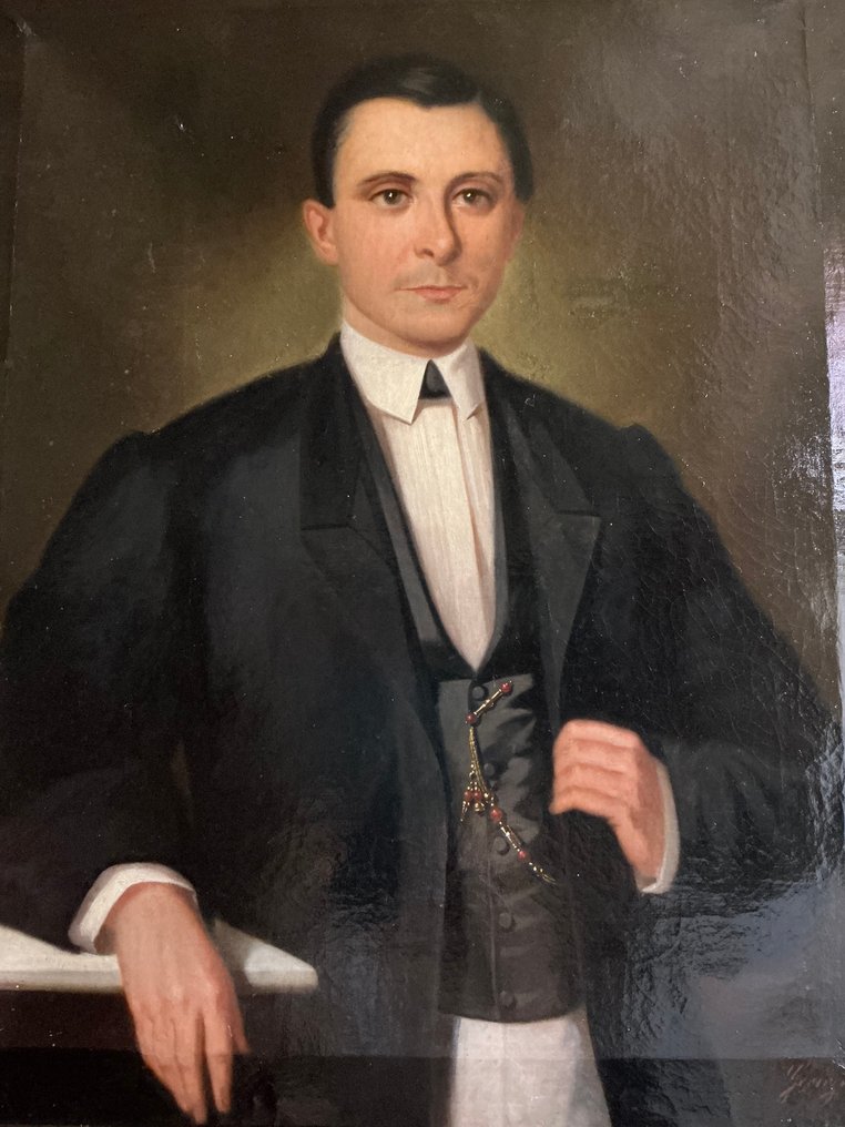 Italian school (XIX) - Ritratto maschile alta borghesia (Datato 1863) #2.1