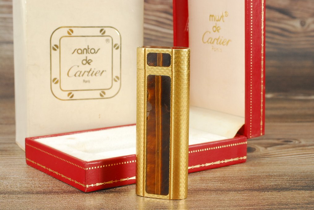 Cartier - Oval Gas Lighter - 口袋打火机 - 镀金（Plaqué Or G）天然虎睛石镶嵌 #1.0
