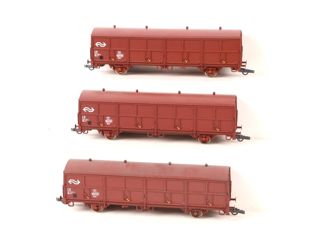 Roco H0 - Τρένο μοντελισμού μεταφοράς εμπορευμάτων (3) - Τρία βαγόνια Hbis. - NS #1.0
