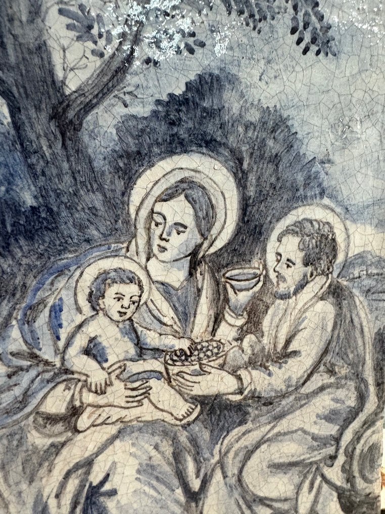  Πλακάκι - 1950-1960 - Sacra Famiglia - 25 εκ.  #4.3