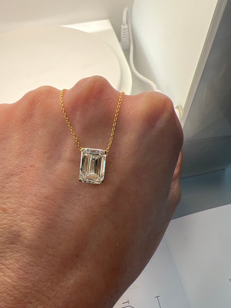 χωρίς τιμή ασφαλείας - Κολιέ - 14 καράτια Κίτρινο χρυσό -  4.02ct. tw. Διαμάντι (Εργαστηριακής καλλιέργειας) #3.2