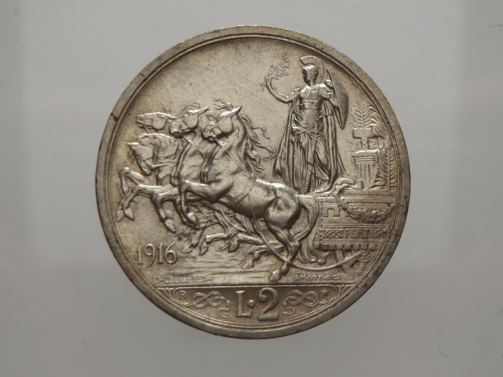 義大利王國 2 Lire 1916 "Quadriga Briosa"  (沒有保留價) #1.0