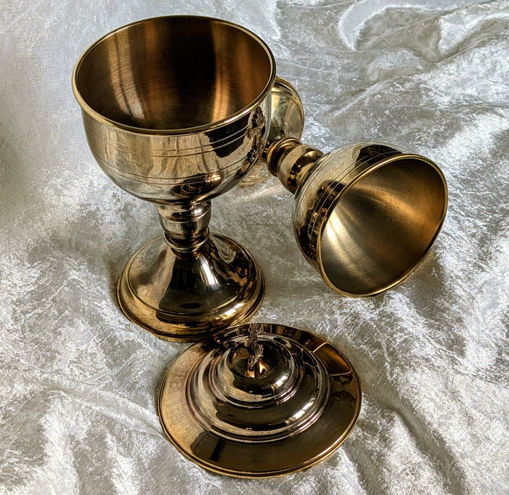 Ziborium e calice (2) - Vintage - Rame, Stagno, Placcato oro - 2000-2010 #1.0
