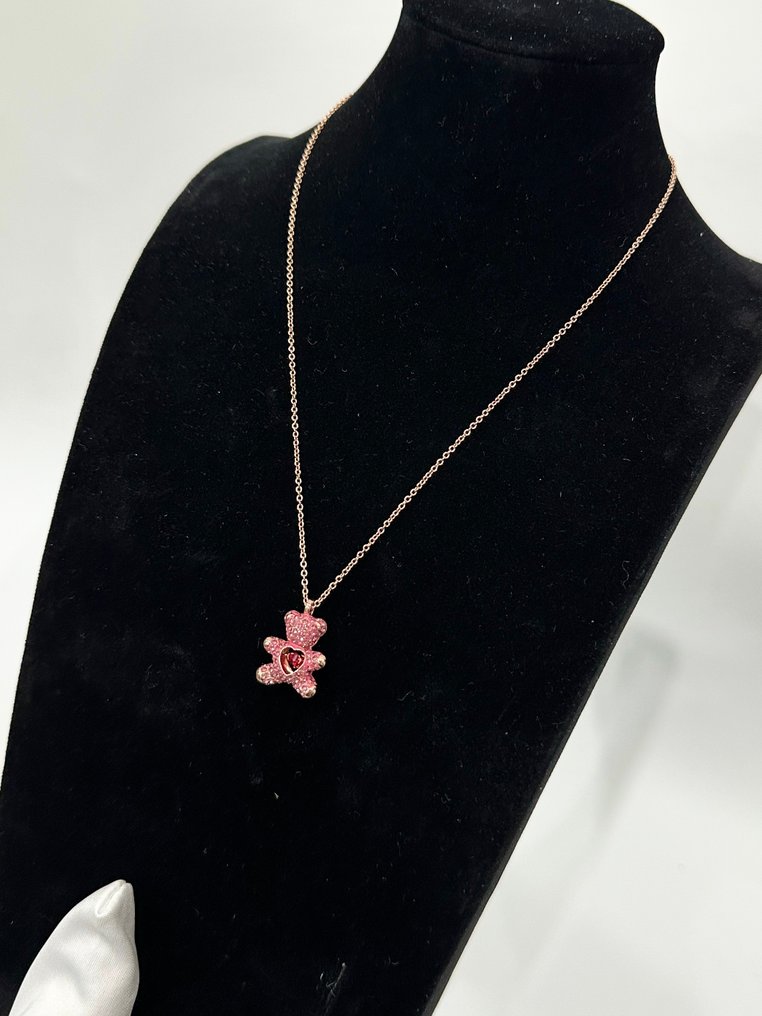 Swarovski - Statue, Teddy series pink teddy bear necklace - 0 cm - Krystall #2.1