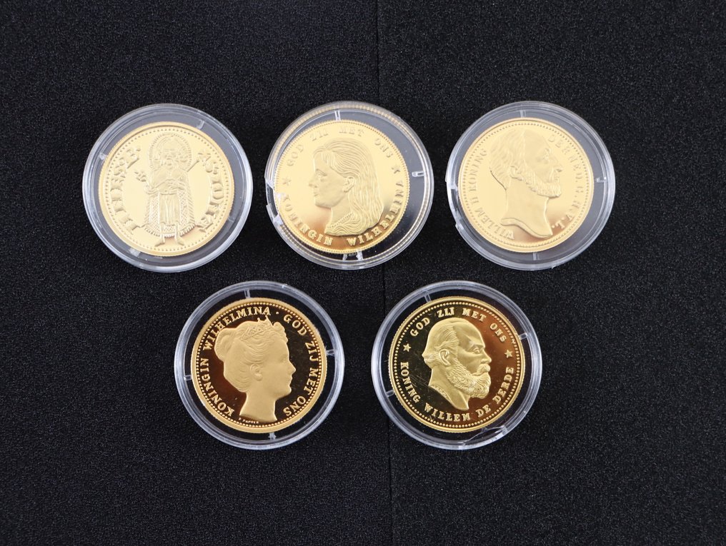 Alankomaat. Lot van 5x Vergulde 24K Munten (Naslagen)  (Ei pohjahintaa) #1.0