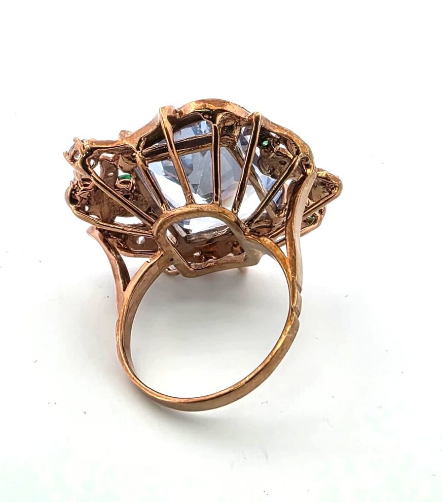 Ingen mindstepris - Ring - 9 kt. Rosaguld, Sølv Topas - Smaragd #3.2