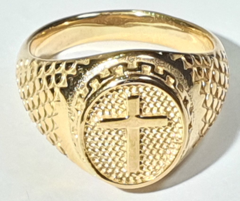 4个精神之环：阴阳（宇宙和谐）、圣殿十字架、埃及十字架和拉丁十字架 - 戒指 #4.3