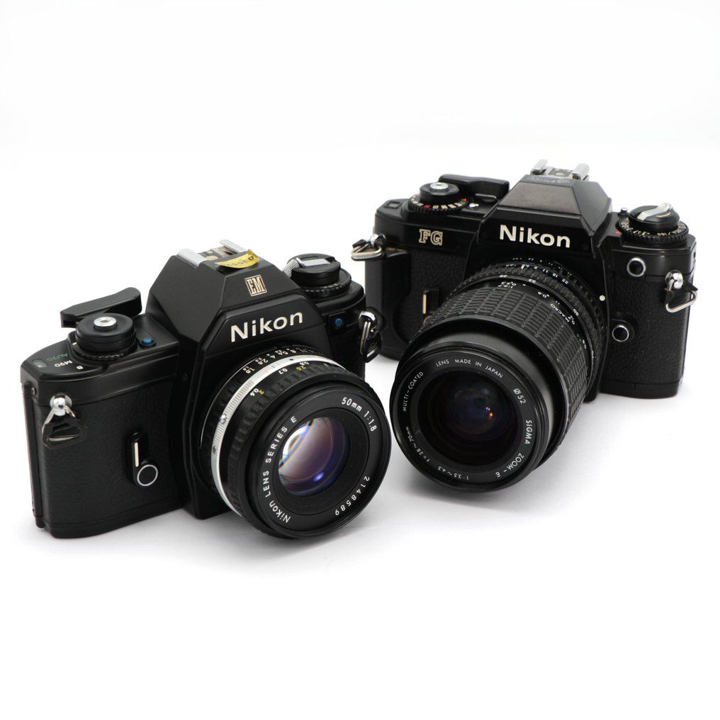 Nikon FG, EM + objectieven Surprise Lot (**Read**) Αντανακλαστική φωτογραφική μηχανή με μονό φακό (TLR) #1.0