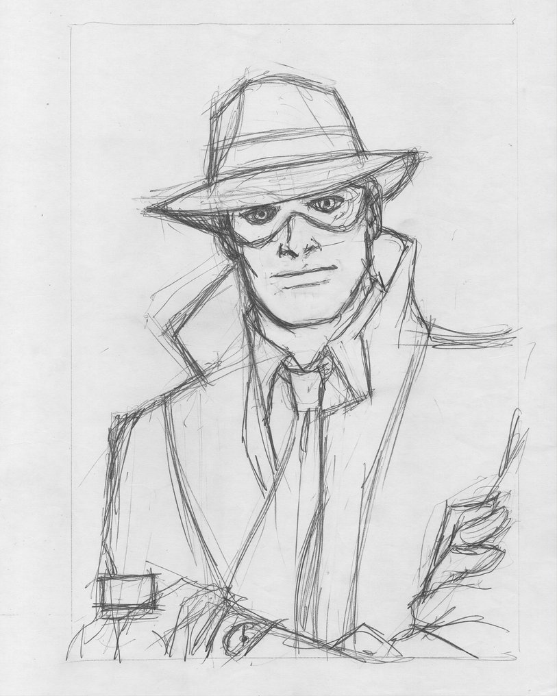 Juan Giménez - The Spirit Preliminary Exlibris Sketch - Pencil on Paper #1.0