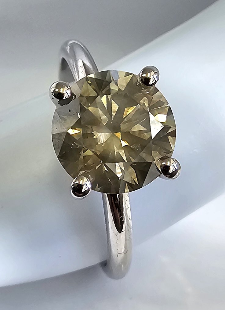 χωρίς τιμή ασφαλείας - Δαχτυλίδι - 14 καράτια Λευκός χρυσός -  2.03ct. tw. Διαμάντι (Φυσικό) - Διαμάντι - Πολυτελές γκρι, πράσινο, κίτρινο. #1.0