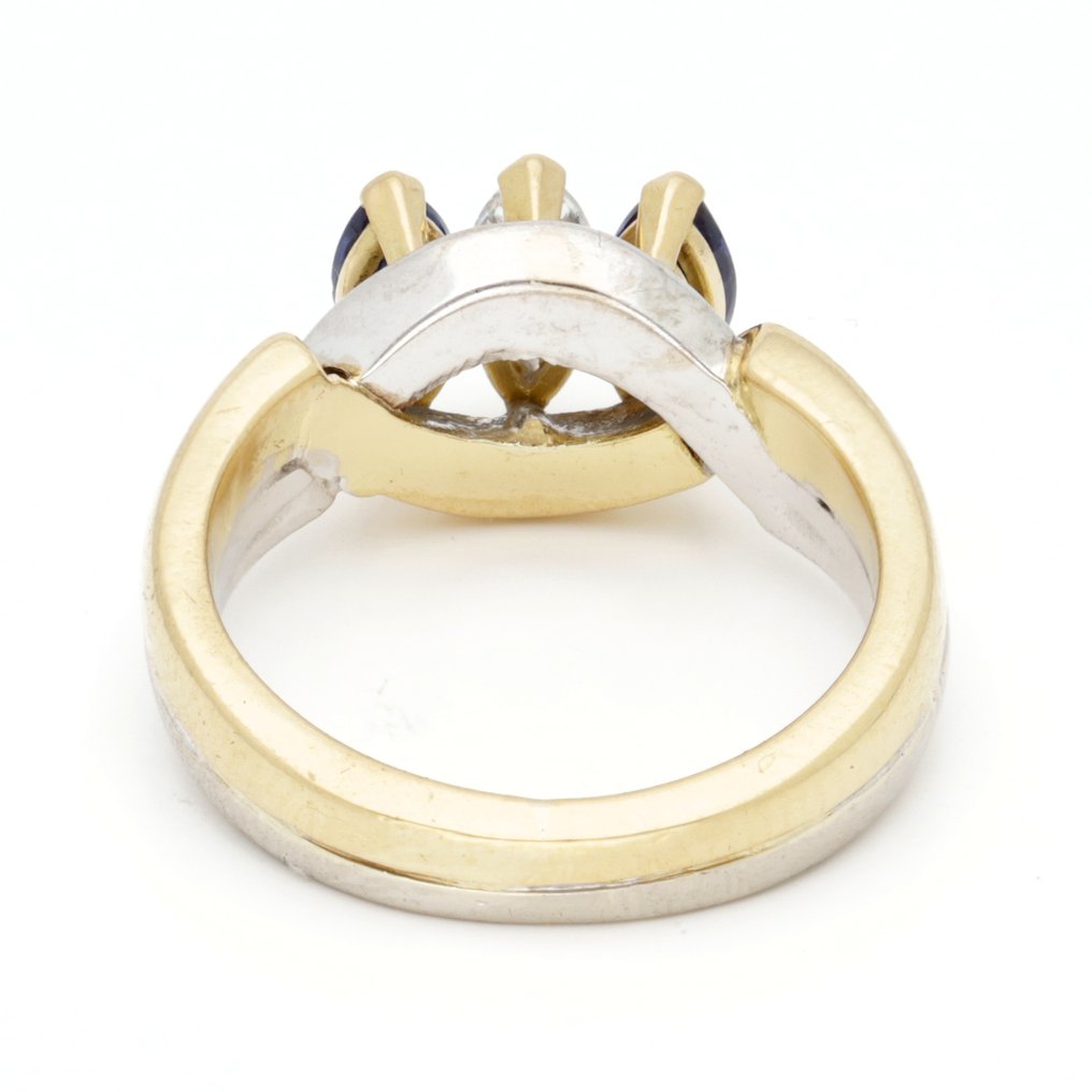 Δαχτυλίδι - 18 καράτια Κίτρινο χρυσό, Λευκός χρυσός Διαμάντι (Φυσικό)  - Ζαφείρι #3.2