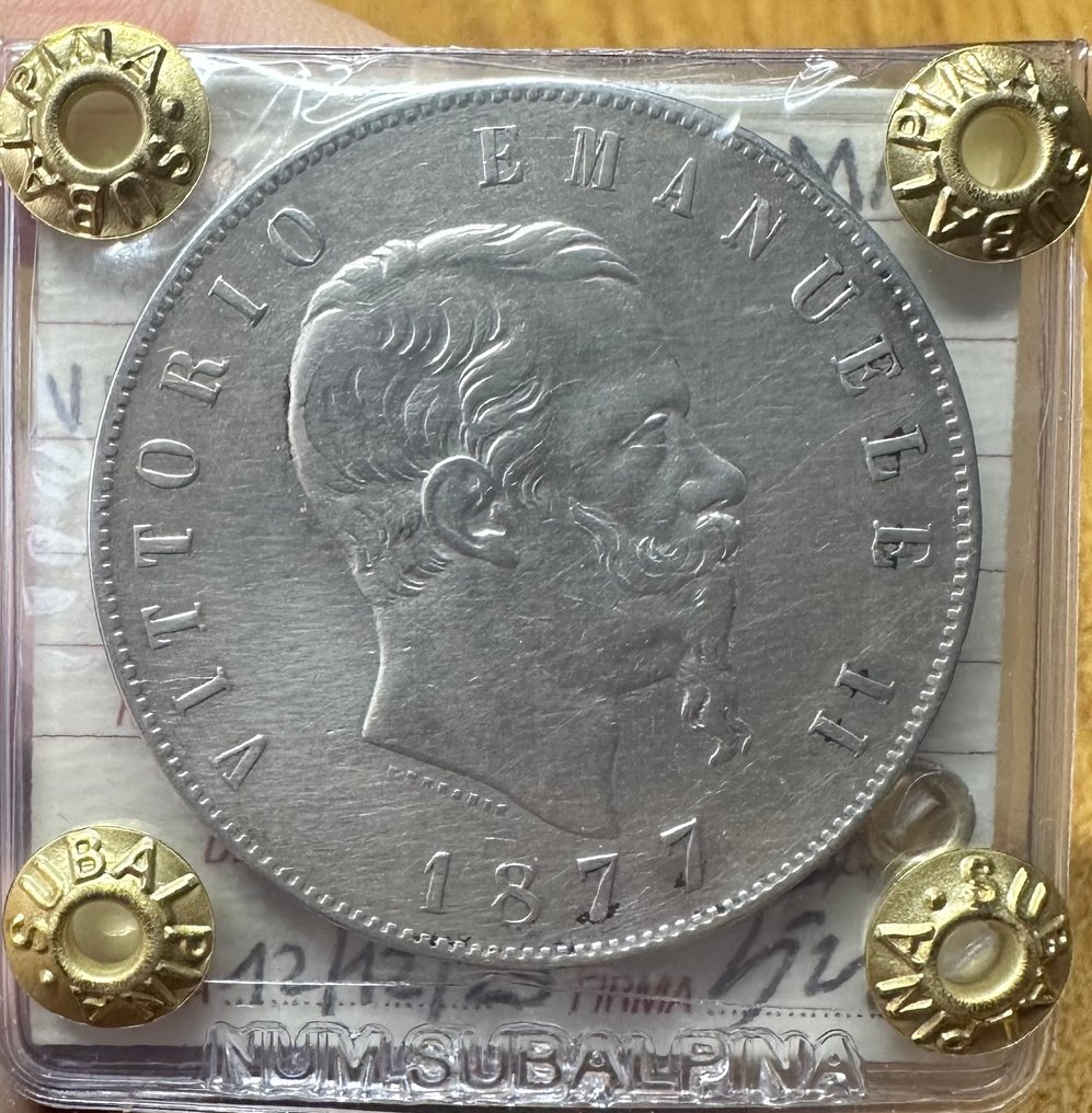 Ιταλία, Βασίλειο Vittorio Emanuele II. 5 Lire 1877 - Roma  (χωρίς τιμή ασφαλείας) #1.0
