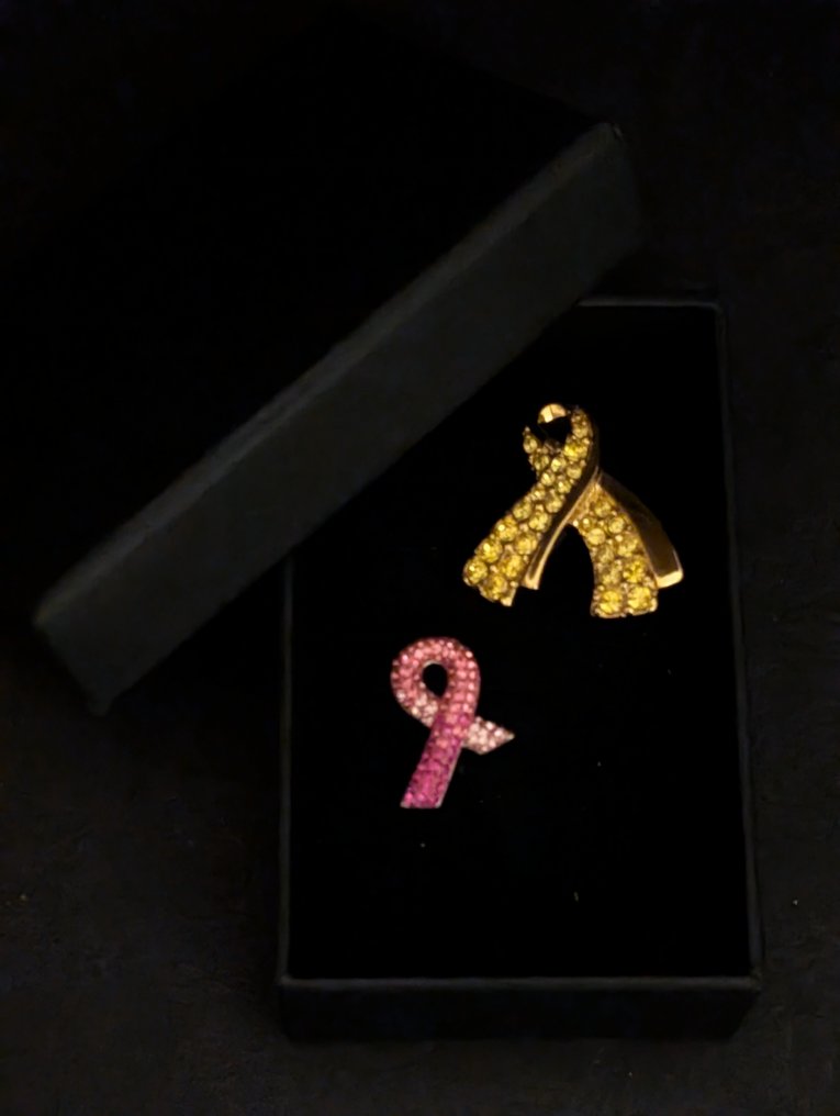Άγαλμα, Swarovski Pink Ribbon broches - 2.8 cm - Μέταλλο, επενδυμένο με ροδίου - 1990 #3.2
