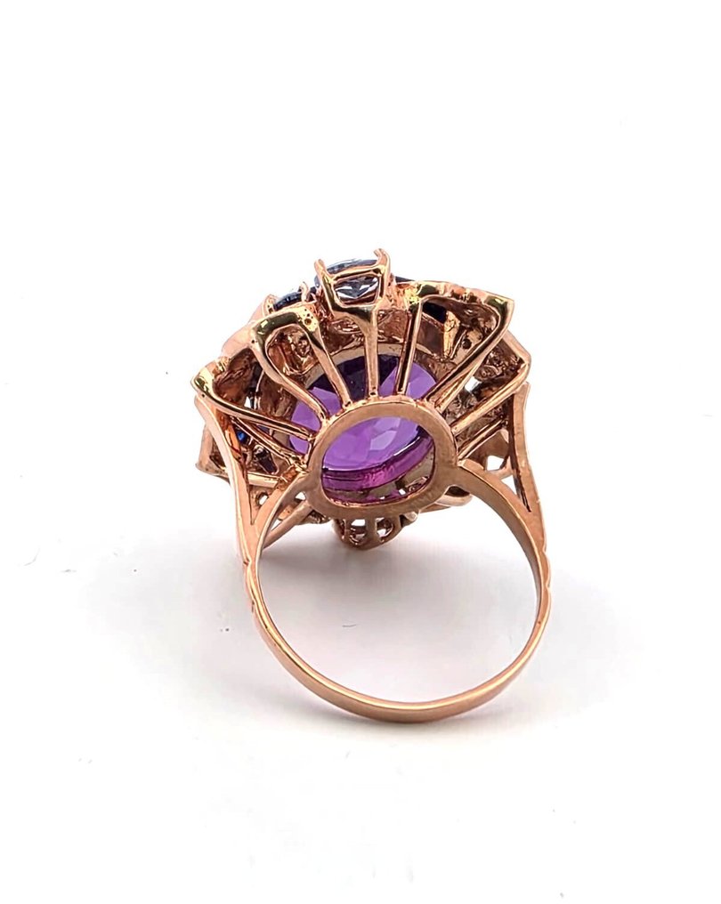 Sem preço de reserva - Anel - 9 kt. Ouro rosa, Prata Ametista - Topázio #1.0