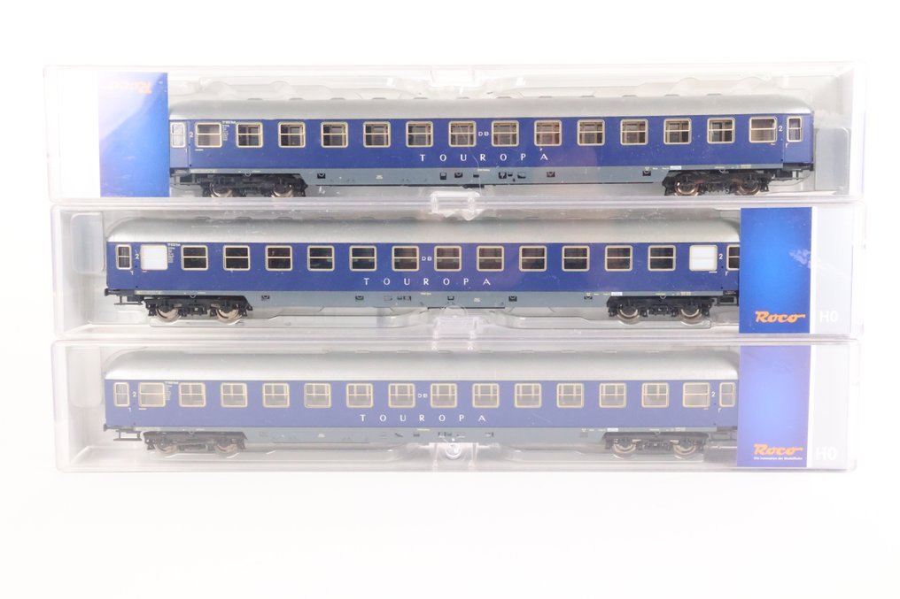 Roco H0轨 - 64187 B/C/D - 模型火车客运车厢 (3) - 3辆Touropa列车车厢 1:87 - DB #1.0