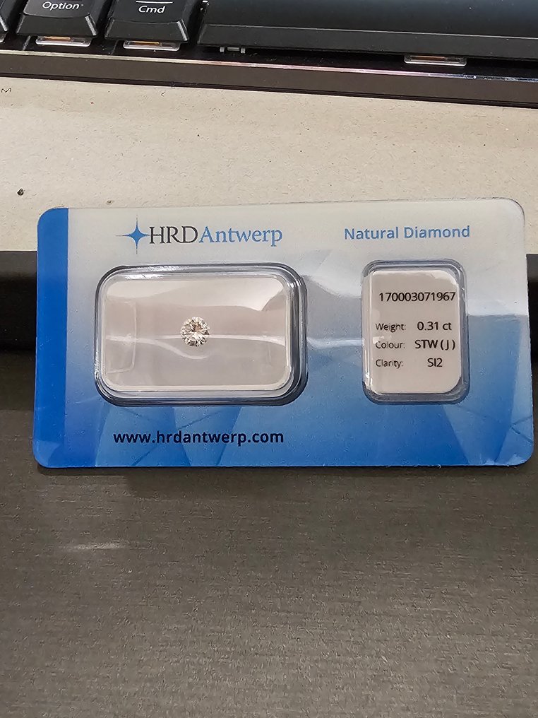 没有保留价 - 1 pcs 钻石 (天然) - 0.31 ct - 圆形 - J - SI2 微内含二级 - 比利时高阶层钻石议会 #1.0