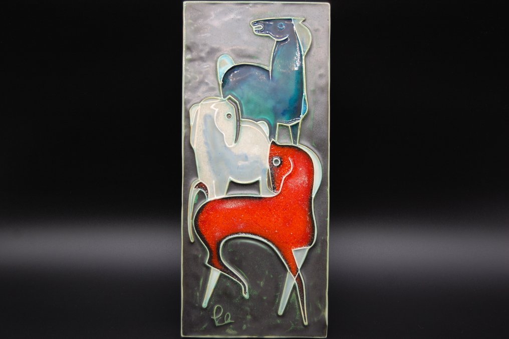 3 άλογα / 45x20cm - Helmut Schäffenacker - Πλάκα - Κεραμικό #1.0
