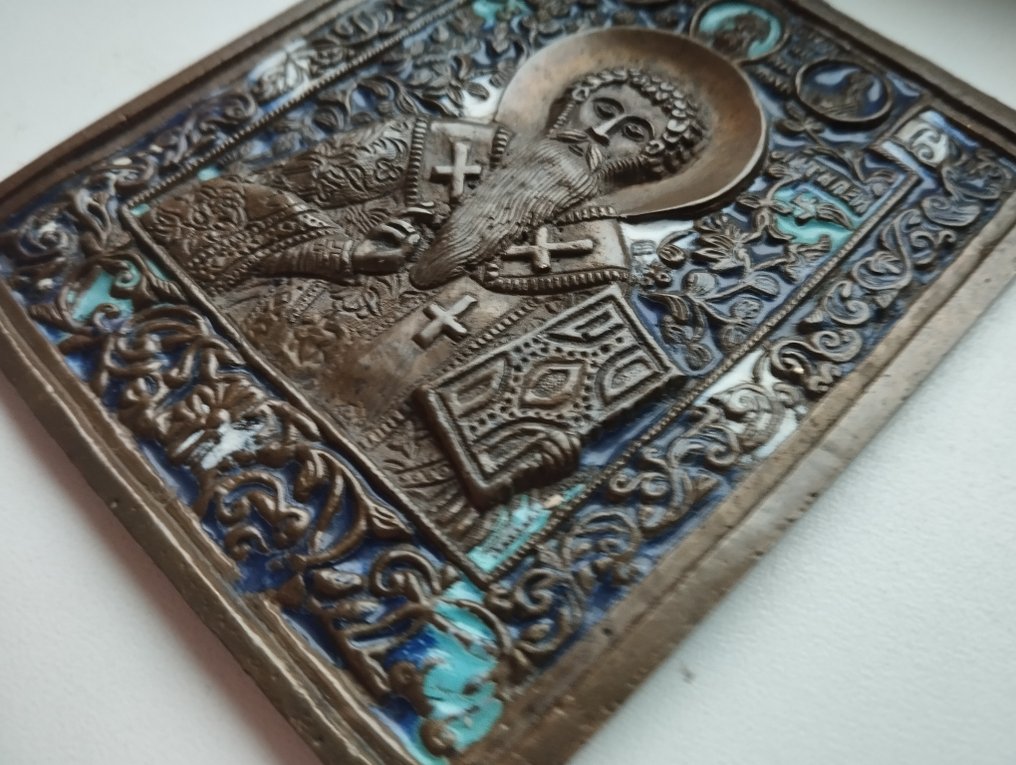 Εικόνα - Άγιος μάρτυρας Αντίπας της Περγάμου. - μπρούντζος, σμάλτο #3.2