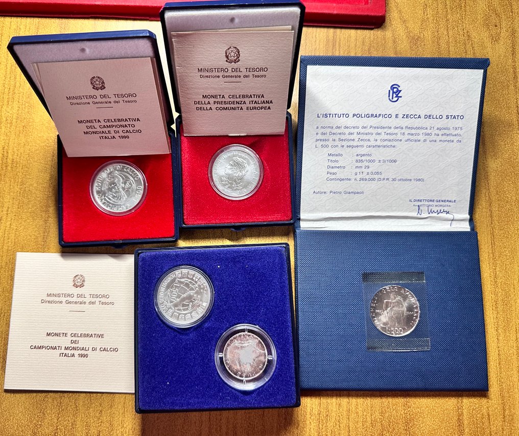 意大利，共和国 500 Lire Commemorative anni vari (5 monete)  (没有保留价) #1.0