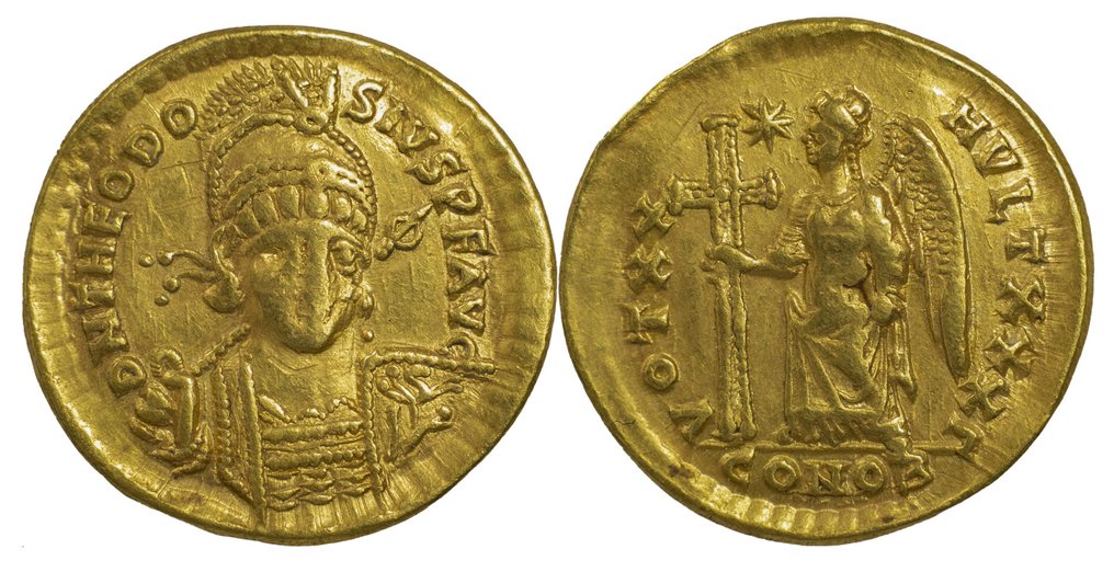 Empire romain. Théodose II (402-450 apr. J.-C.). Solidus Konstantinopel 420–422 AD #2.1