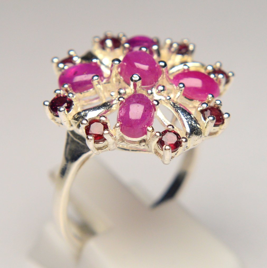 Ingen mindstepris - Ring 925 sølv Rubin - Granat #4.3