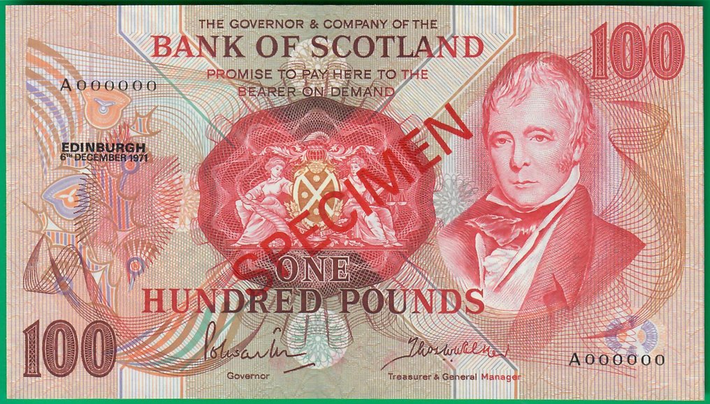 Escócia. - 100 pounds 6/12/1971 - specimen - Pick 115as (Sem preço de reserva) #1.0