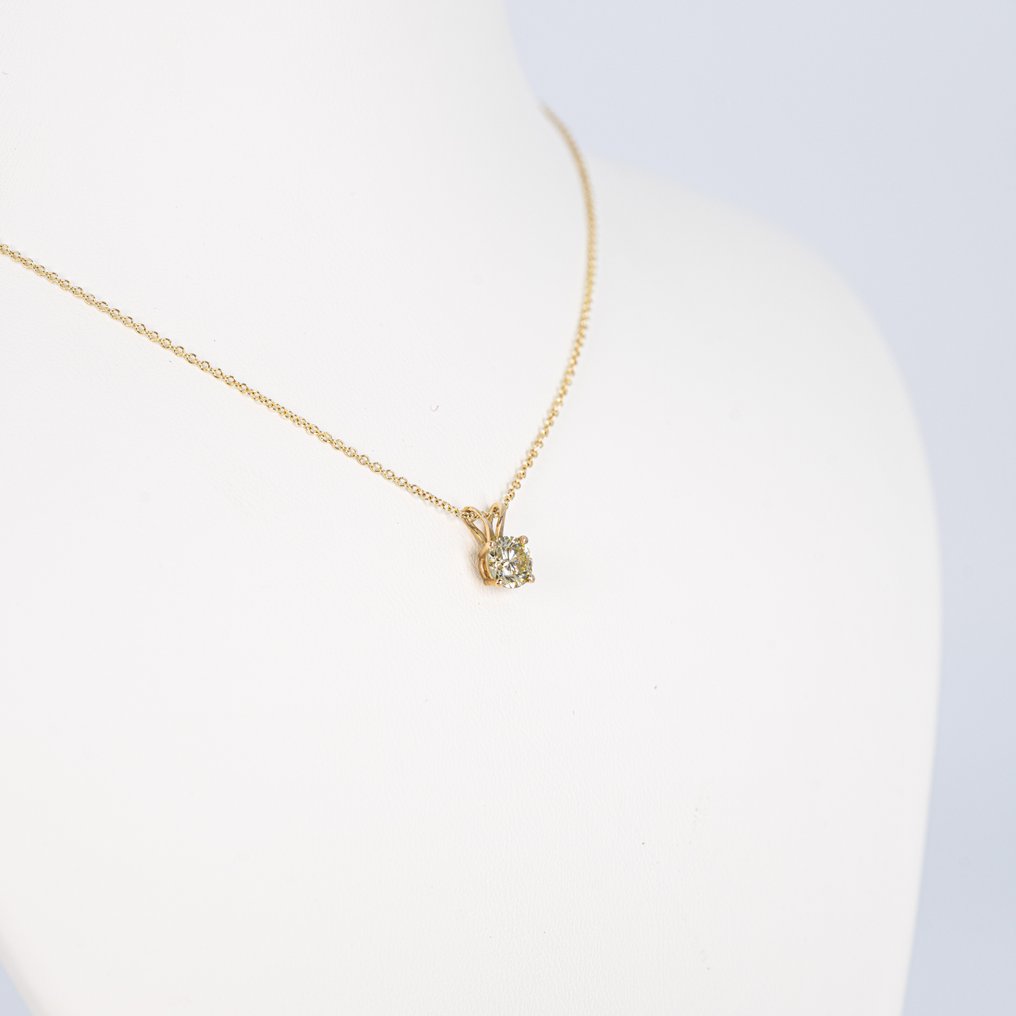 沒有保留價 - 吊墜頸鏈 - 14 克拉 黃金 -  0.65ct. tw. 鉆石 (天然彩色) - GW实验室 #4.3