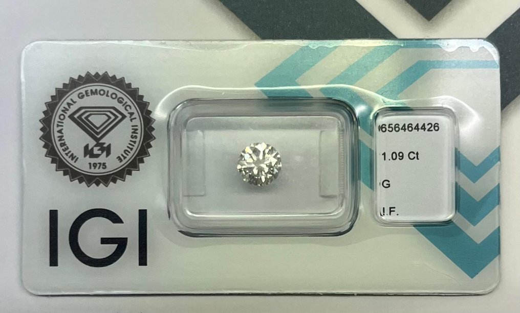 1 pcs 鑽石  (天然)  - 1.09 ct - 圓形 - G - IF - 國際寶石學院（International Gemological Institute (IGI)） #1.0
