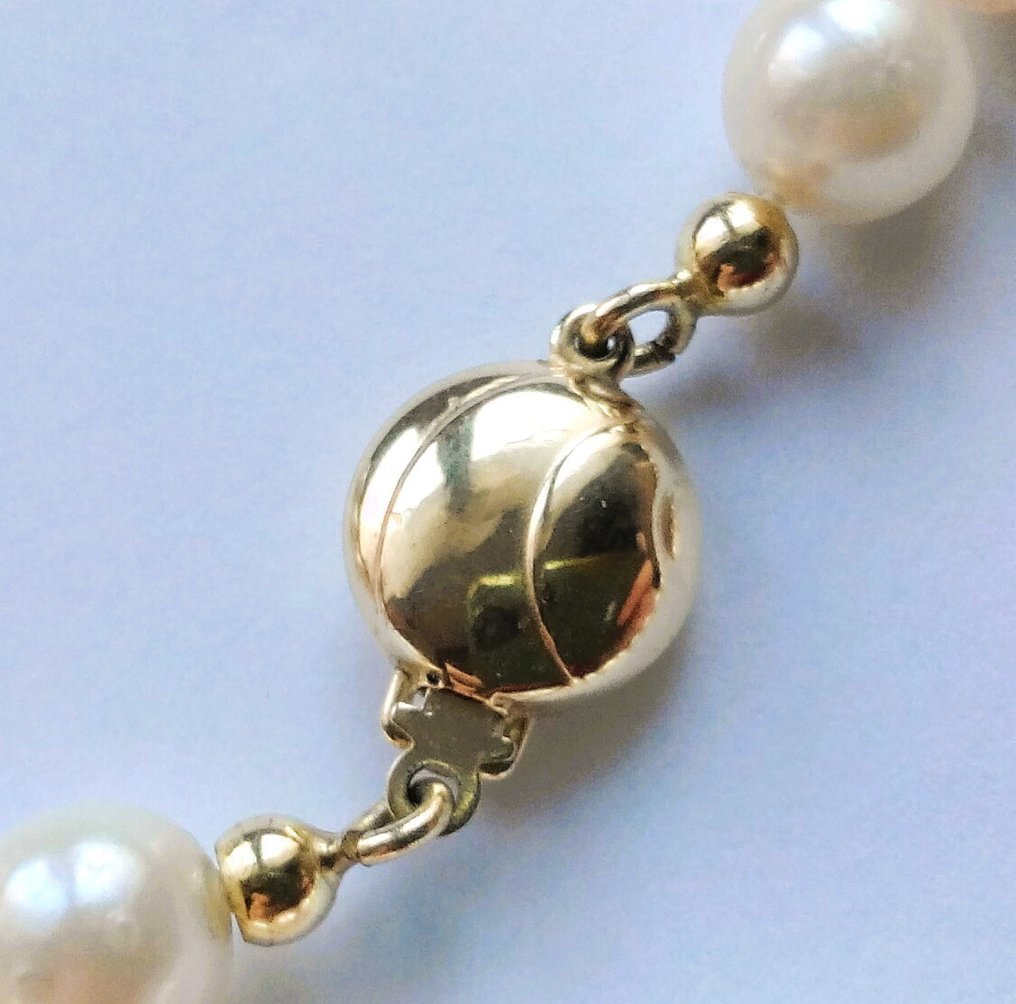 没有保留价 - 项链 14克拉黄金 - 9毫米以内的阿考珍珠 - 长度69厘米 #2.1