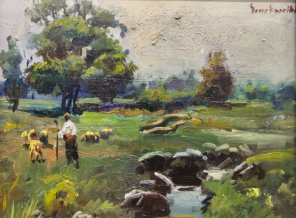 Miquel Serra Escriba (1947) - NO RESERVE - Shepherd on the riverbank #1.0