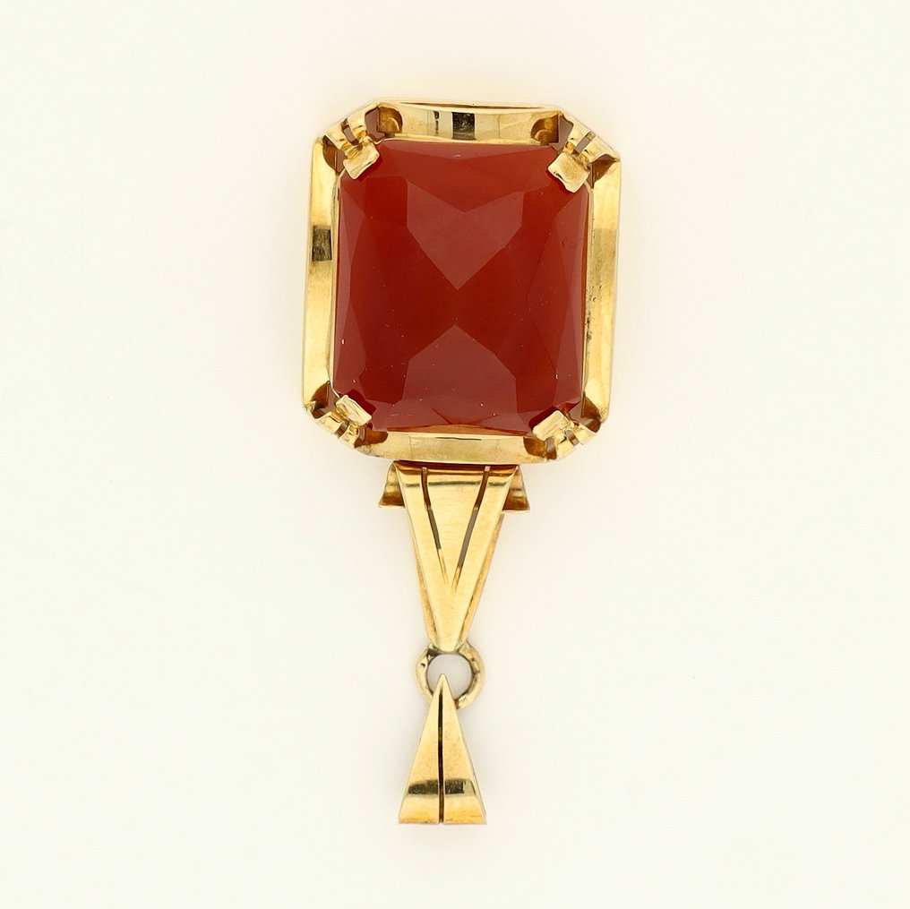 Zonder minimumprijs - Hanger - 14 karaat Geel goud - 5.88ct. tw. Carneool #3.2